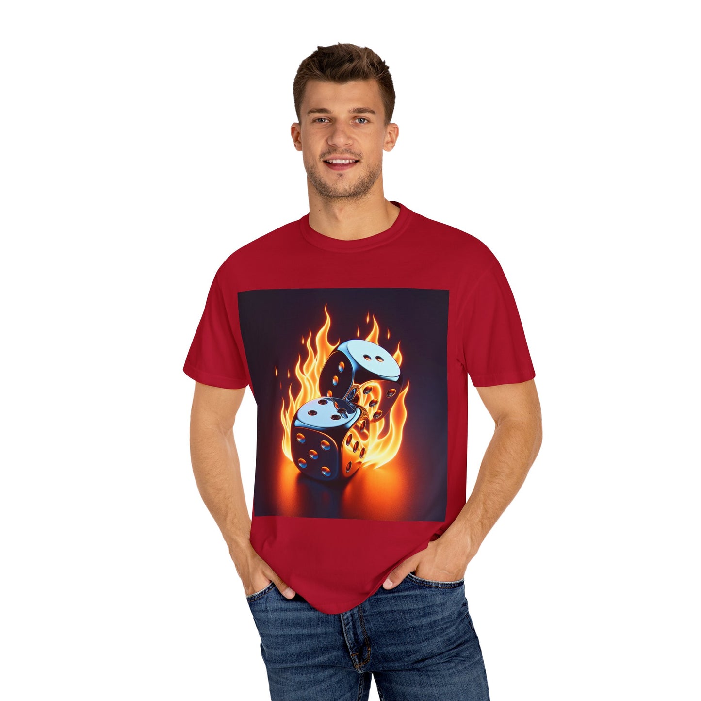 Unisex Fire Dice T-Shirt - Bold Gambling Graphic Tee