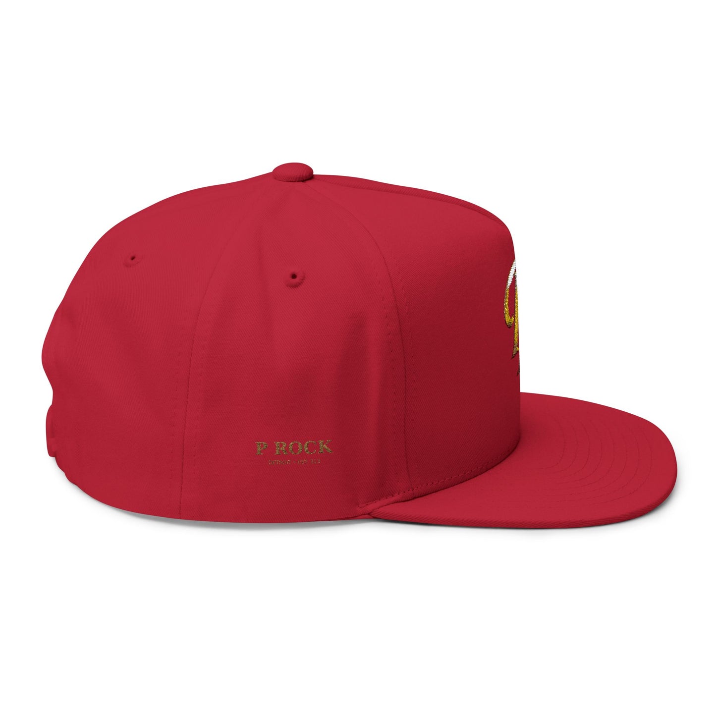 Gold Script 'PR' Embroidered Flat Bill Cap