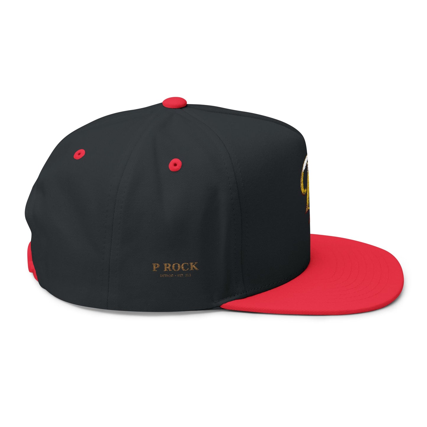 Gold Script 'PR' Embroidered Flat Bill Cap