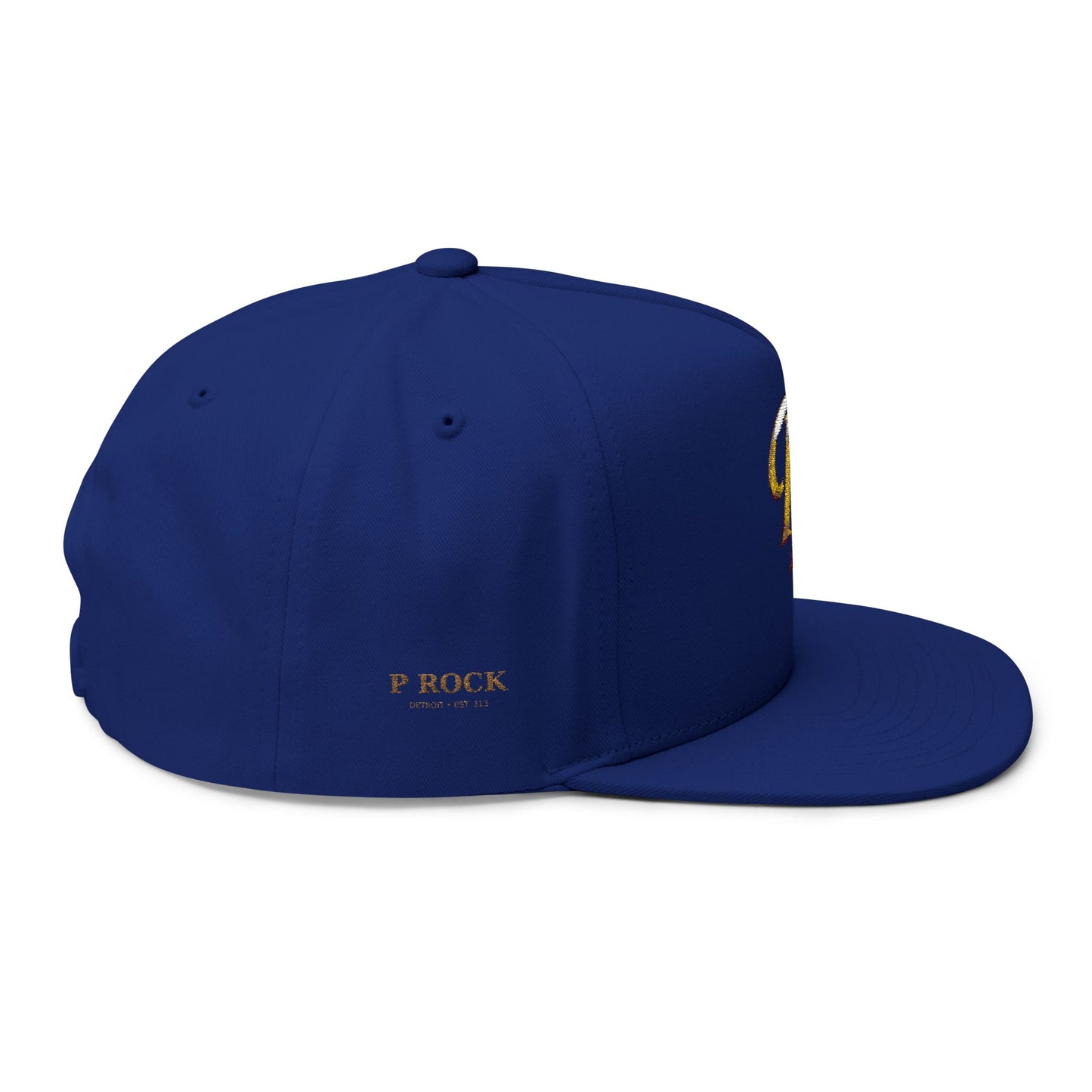 Gold Script 'PR' Embroidered Flat Bill Cap
