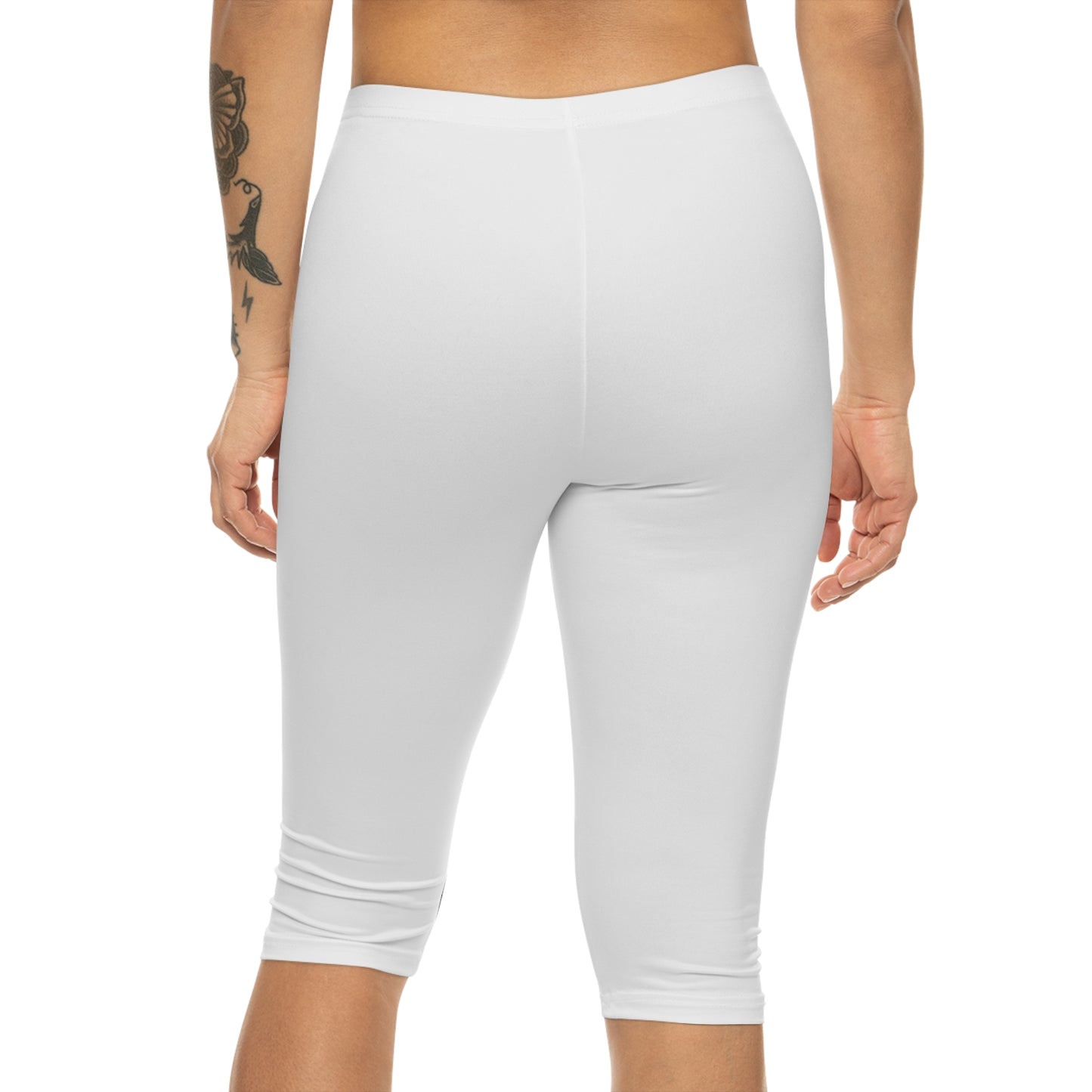 PR Monogram Capri Leggings - Gold Script Initials on White