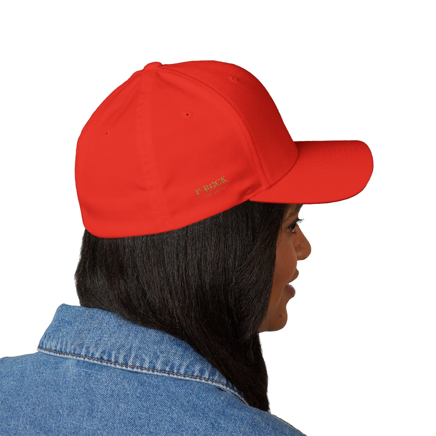 Embroidered Gold Script 'PR' Cap — Structured Closed-Back Baseball Hat