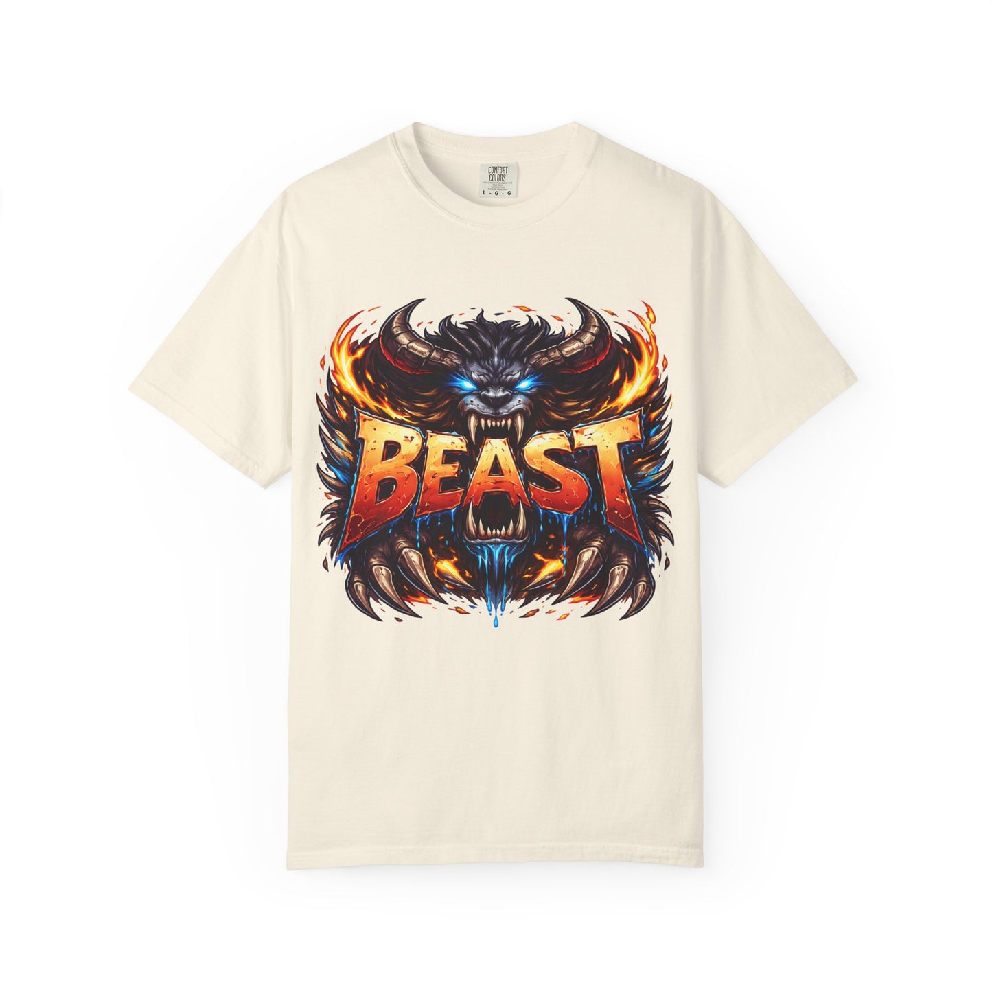 Beast Graphic T-Shirt — Fierce Monster Design, Bold Flame Typography
